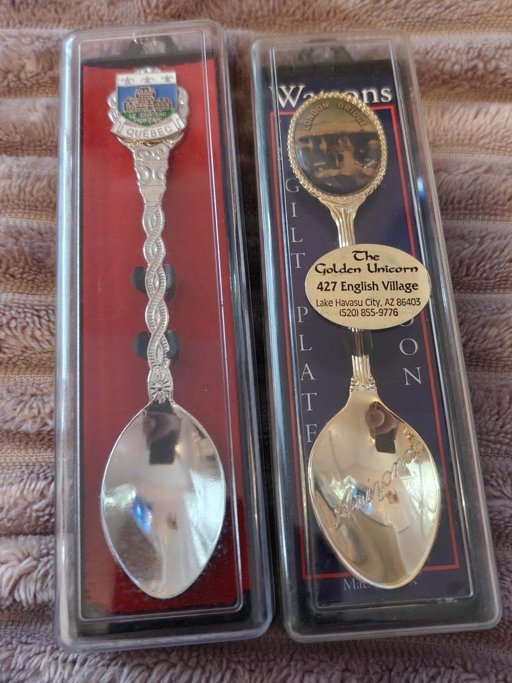 Silver and Gold Decorative Collectible Spoons - Quebec and London Bridge
